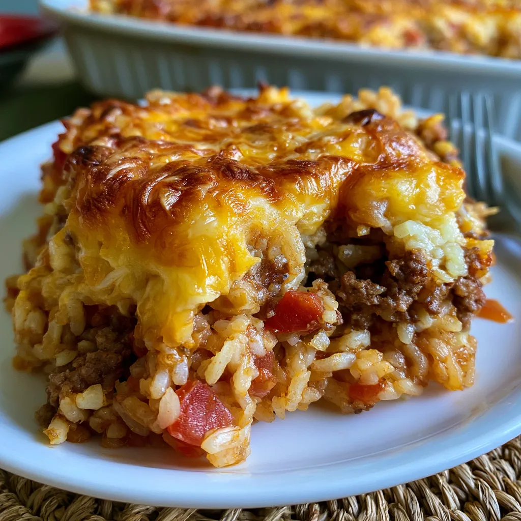 Cheesy Ground Beef and Rice Casserole