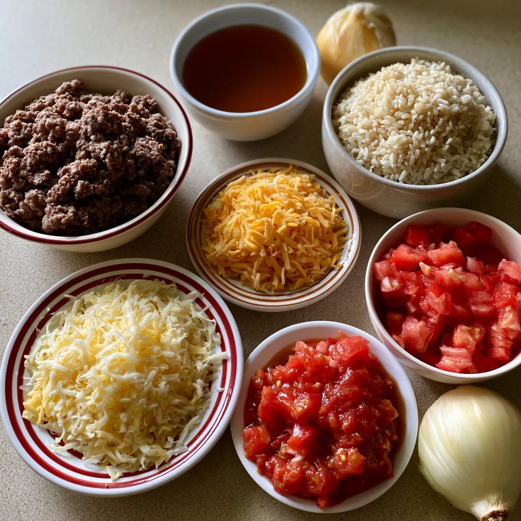 Cheesy Ground Beef and Rice Casserole