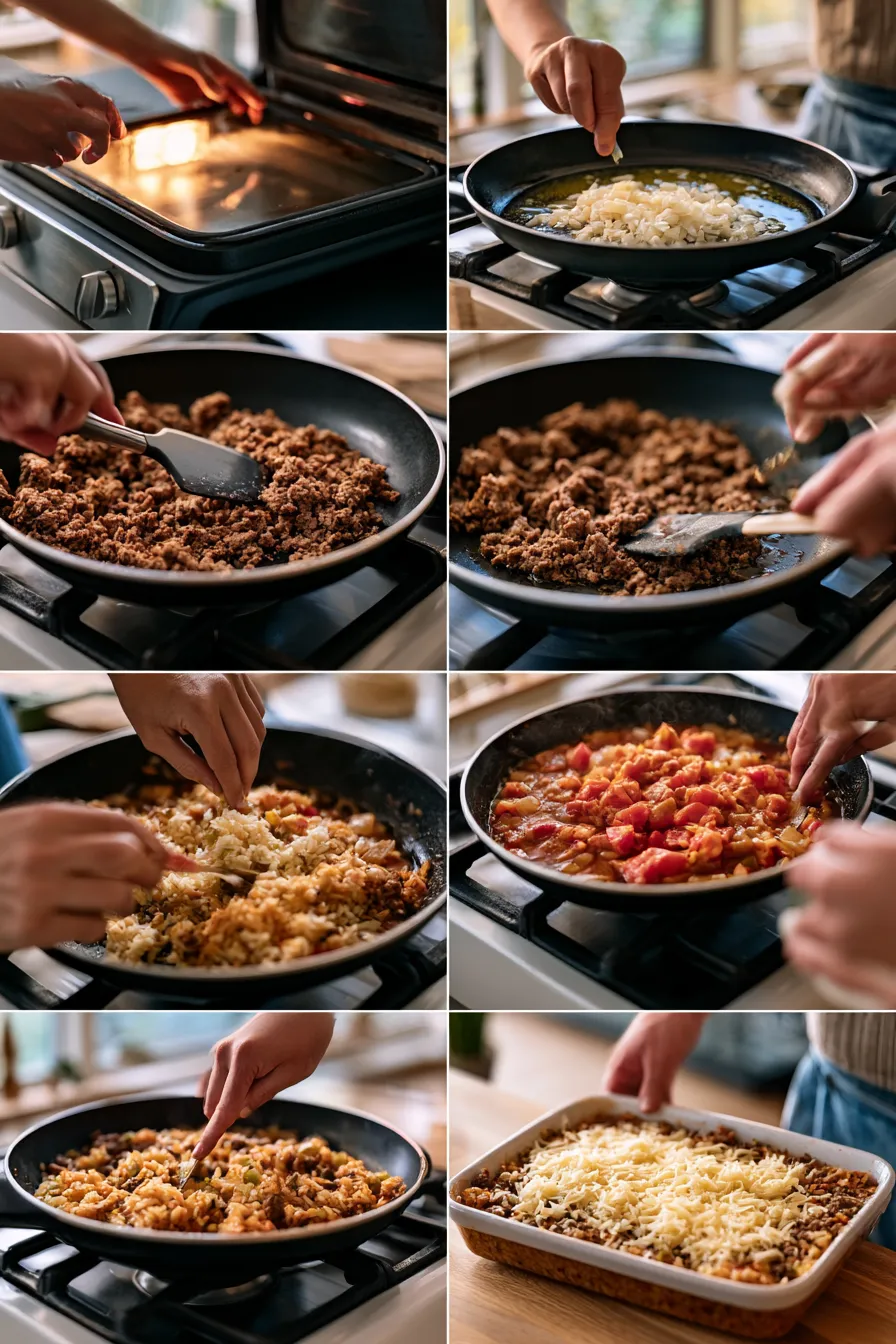 Cheesy Ground Beef and Rice Casserole