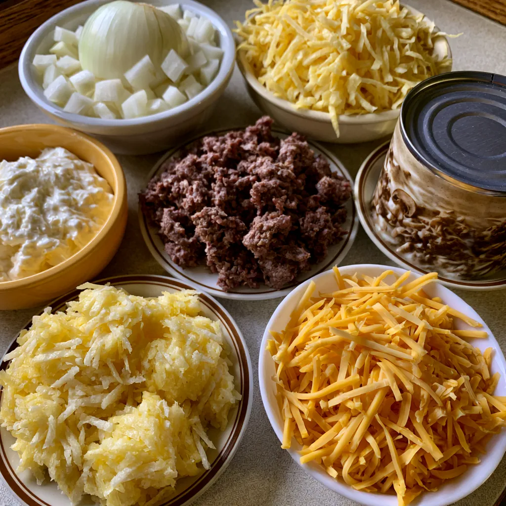 Cheesy Hamburger Hashbrown Casserole