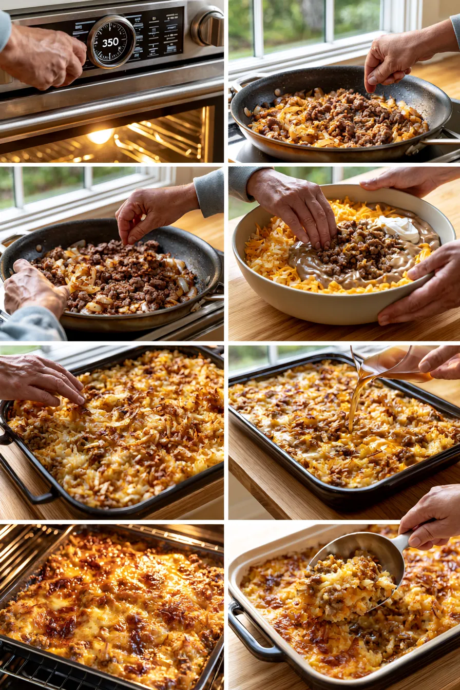 Cheesy Hamburger Hashbrown Casserole