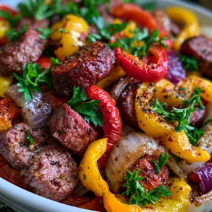 Colorful Sheet Pan Beef and Peppers