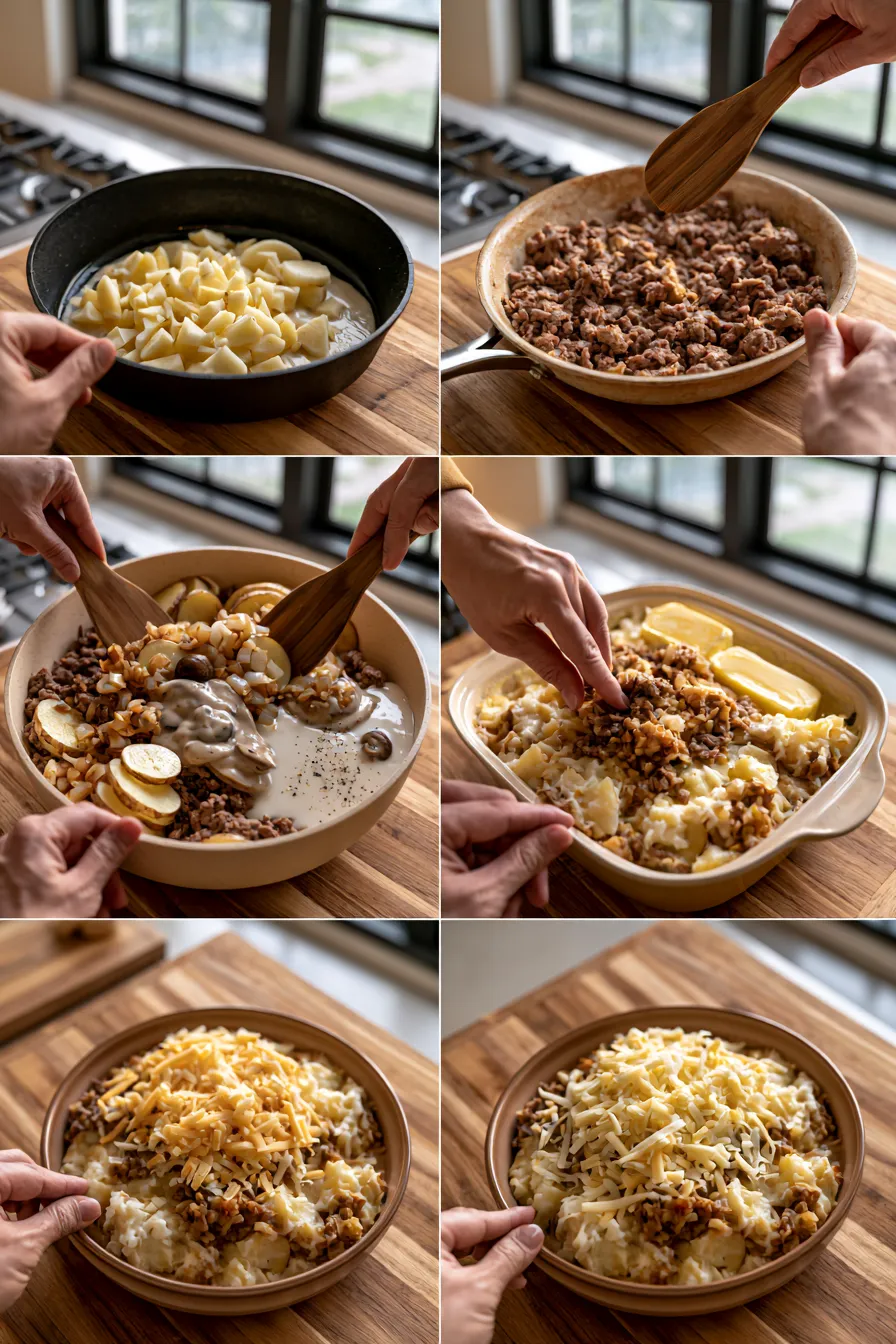 Cozy Hobo Casserole Ground Beef Dinner