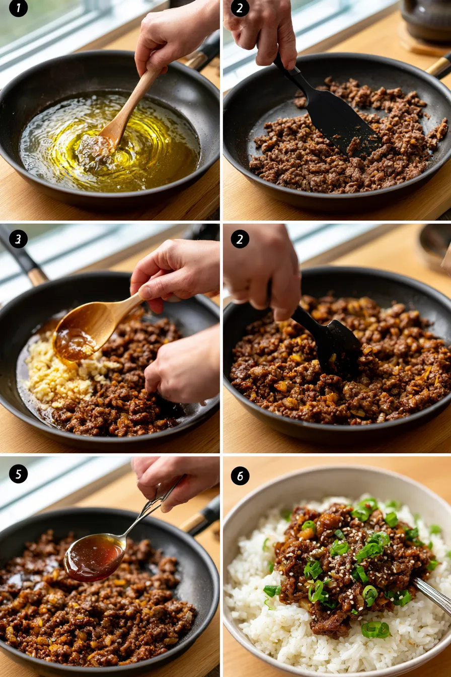 Crispy Honey Garlic Ground Beef Rice Bowl