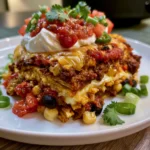 Crockpot Taco Casserole with Ground Beef and Cheese