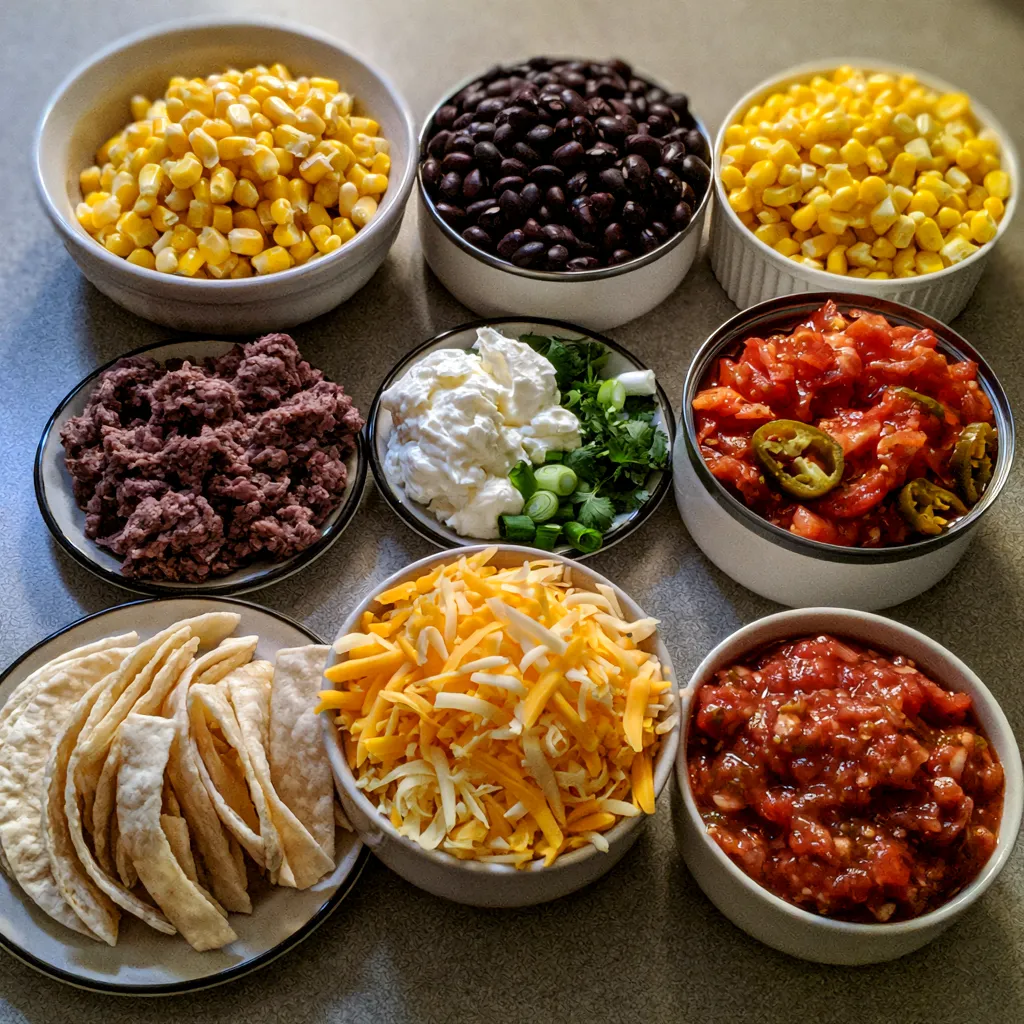 Crockpot Taco Casserole with Ground Beef and Cheese