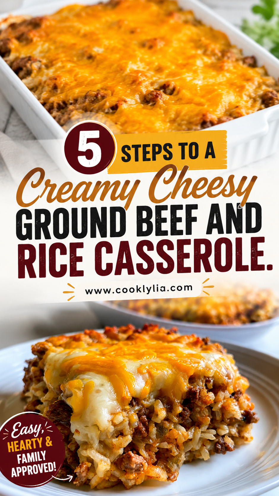 Easy Cheesy Ground Beef and Rice Casserole
