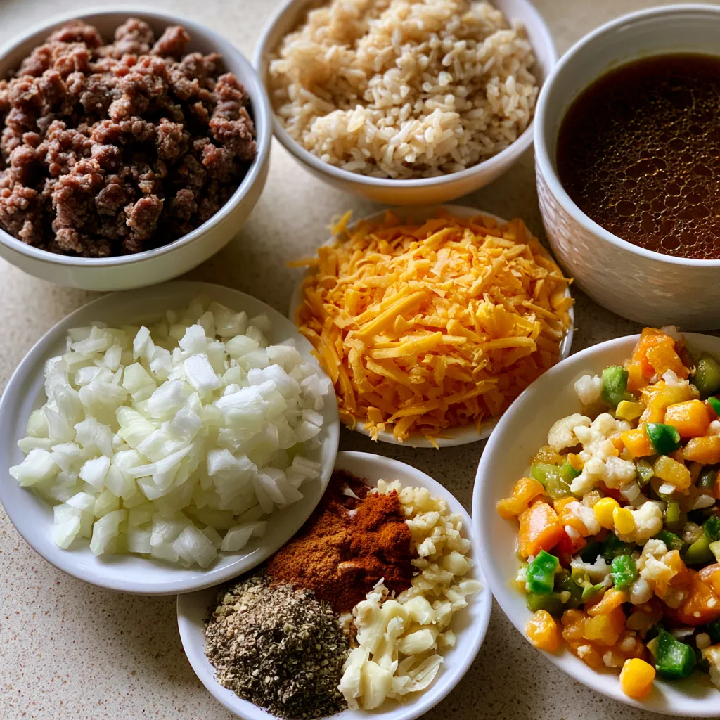 Easy Cheesy Ground Beef and Rice Casserole