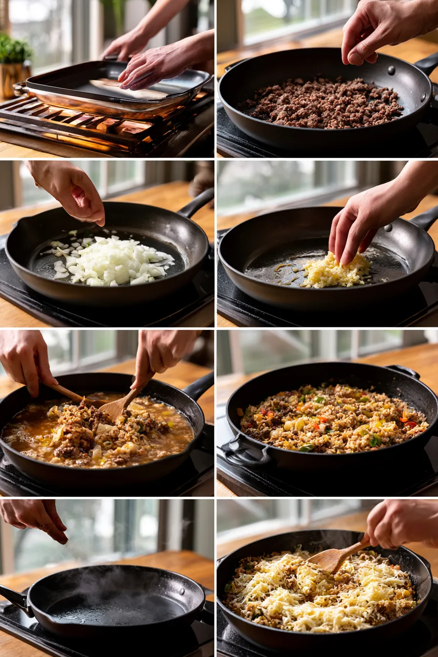 Easy Cheesy Ground Beef and Rice Casserole