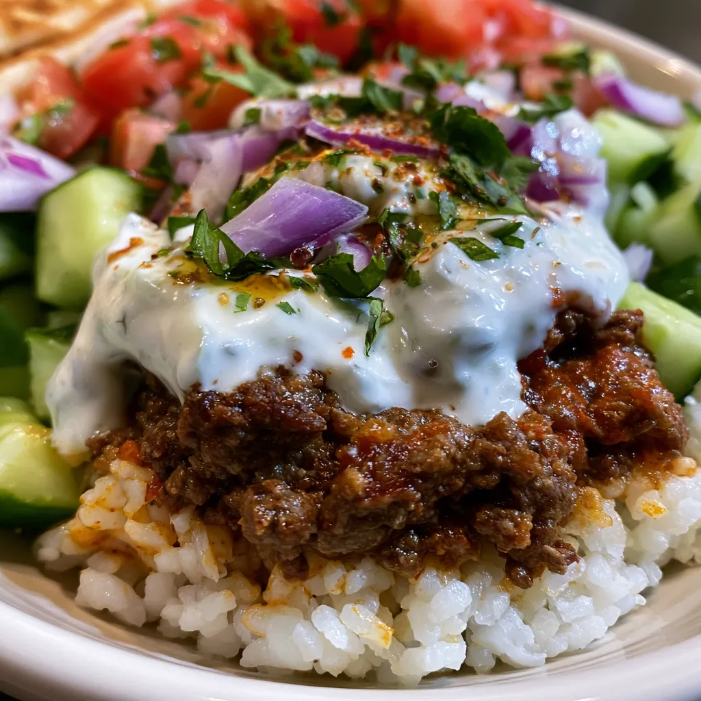 Greek Ground Beef Rice Bowl