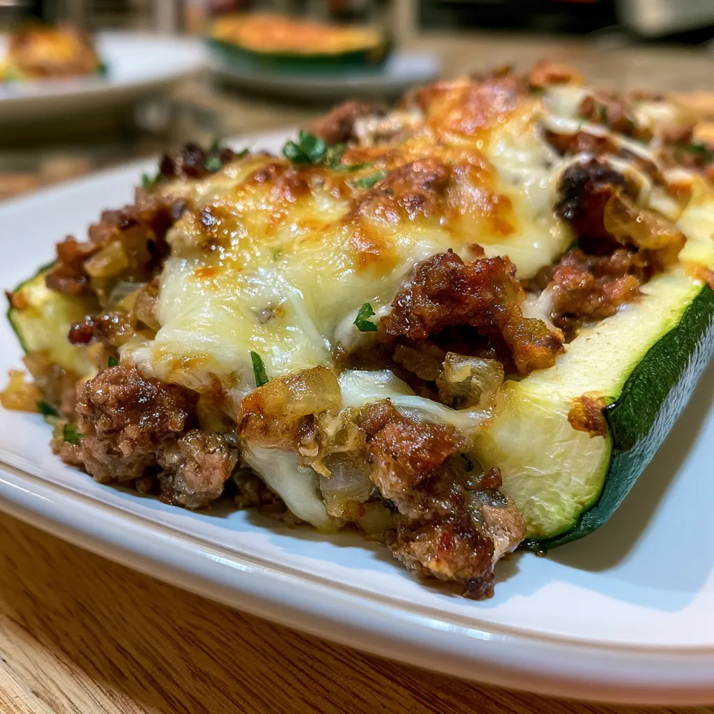 Ground Beef Zucchini Boats