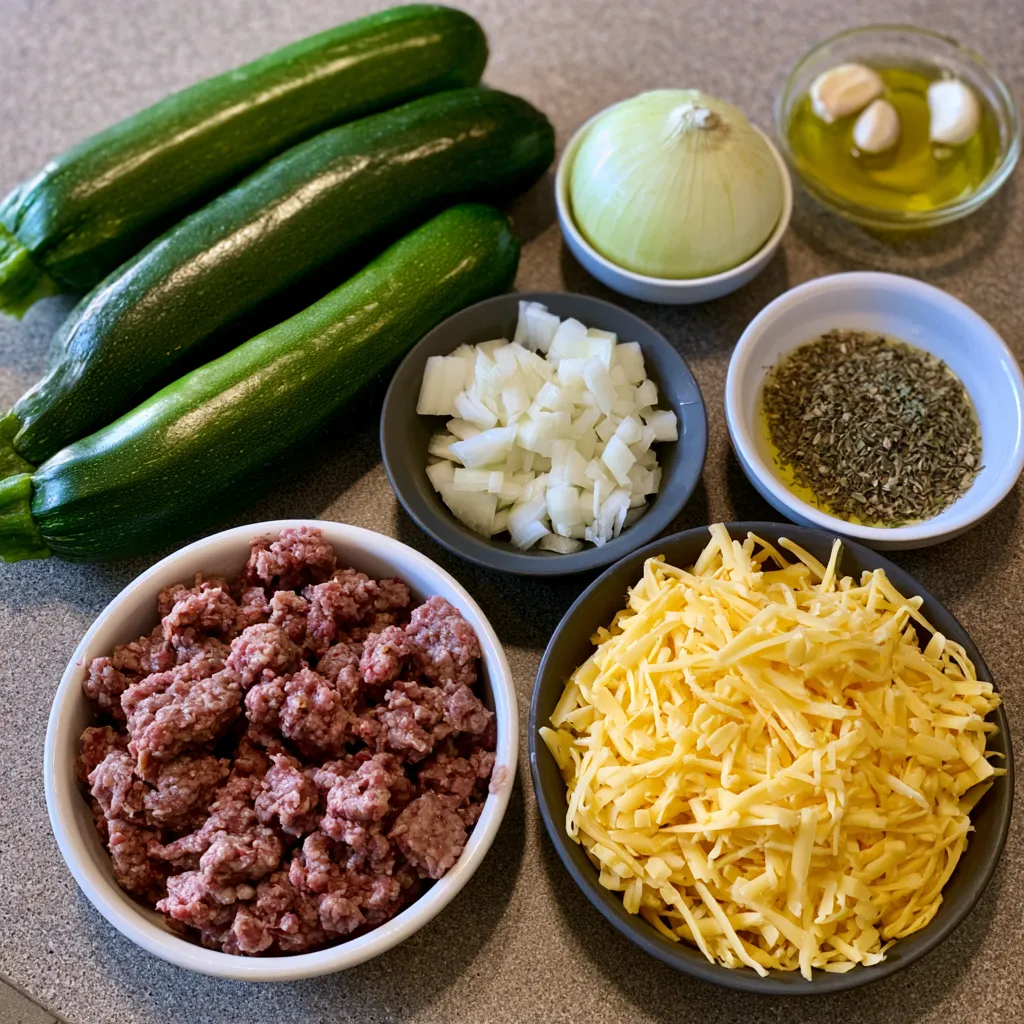 Ground Beef Zucchini Boats