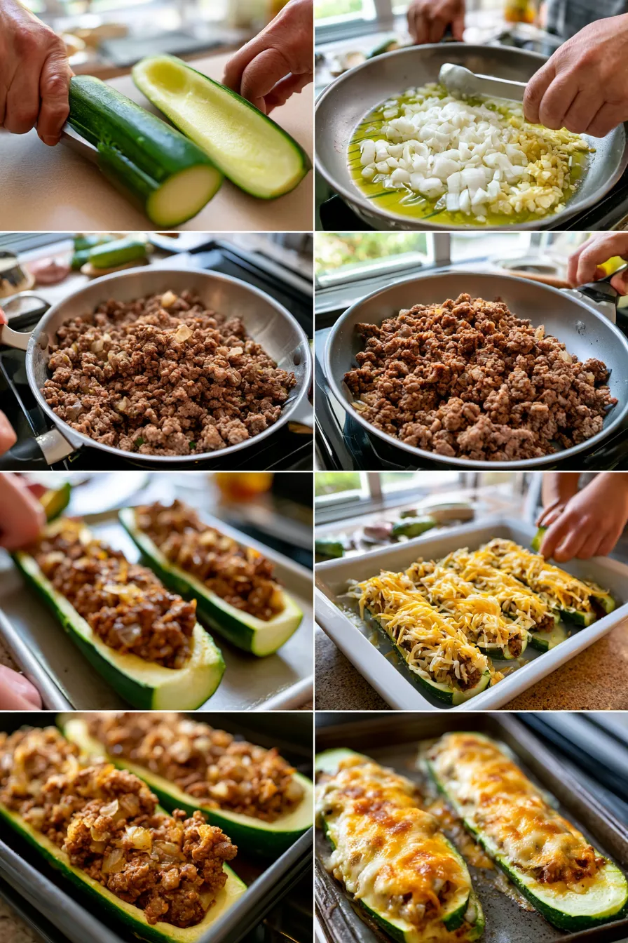 Ground Beef Zucchini Boats