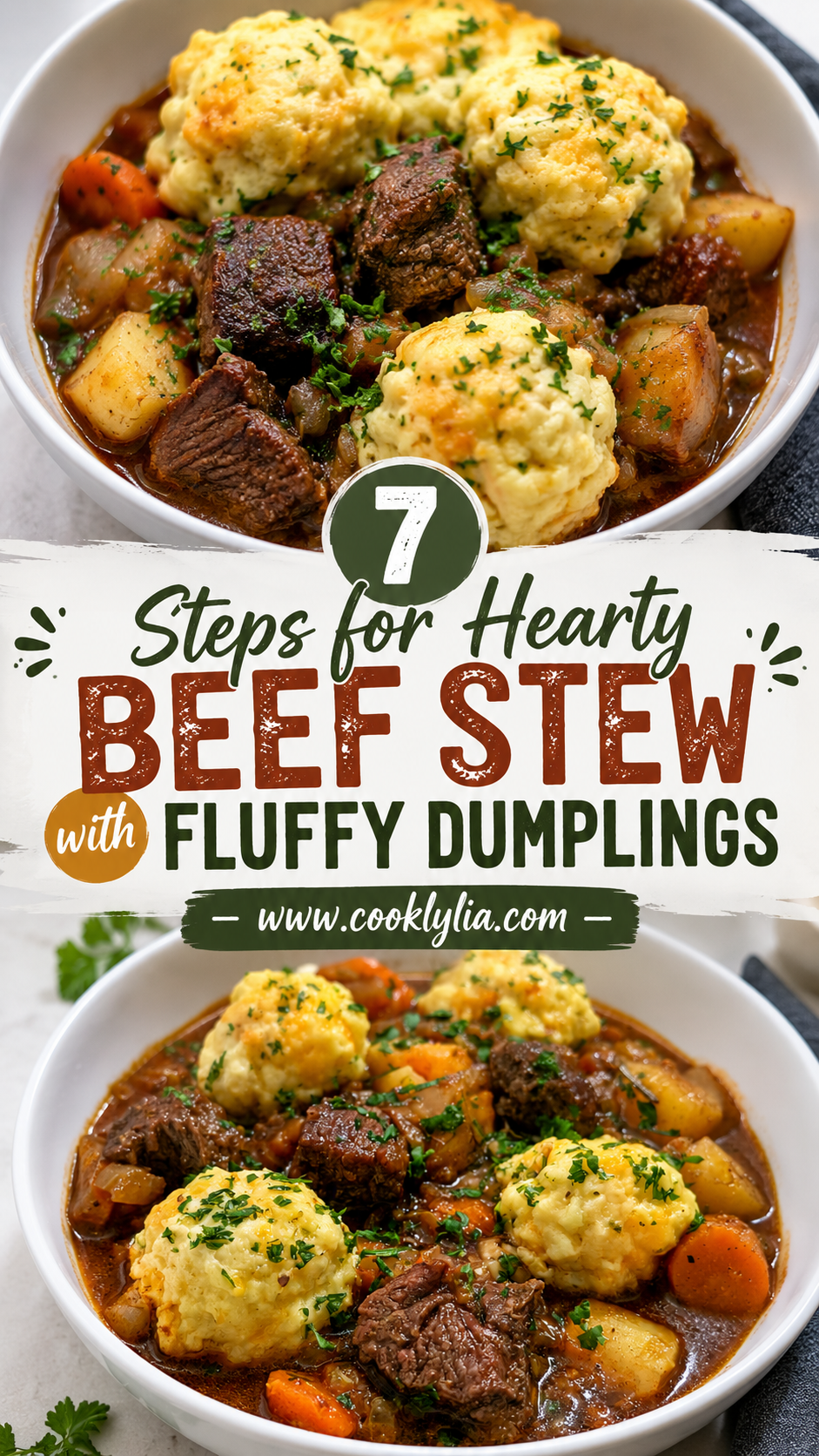 Hearty Beef Stew with Cheddar Herb Dumplings