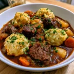 Hearty Beef Stew with Cheddar Herb Dumplings