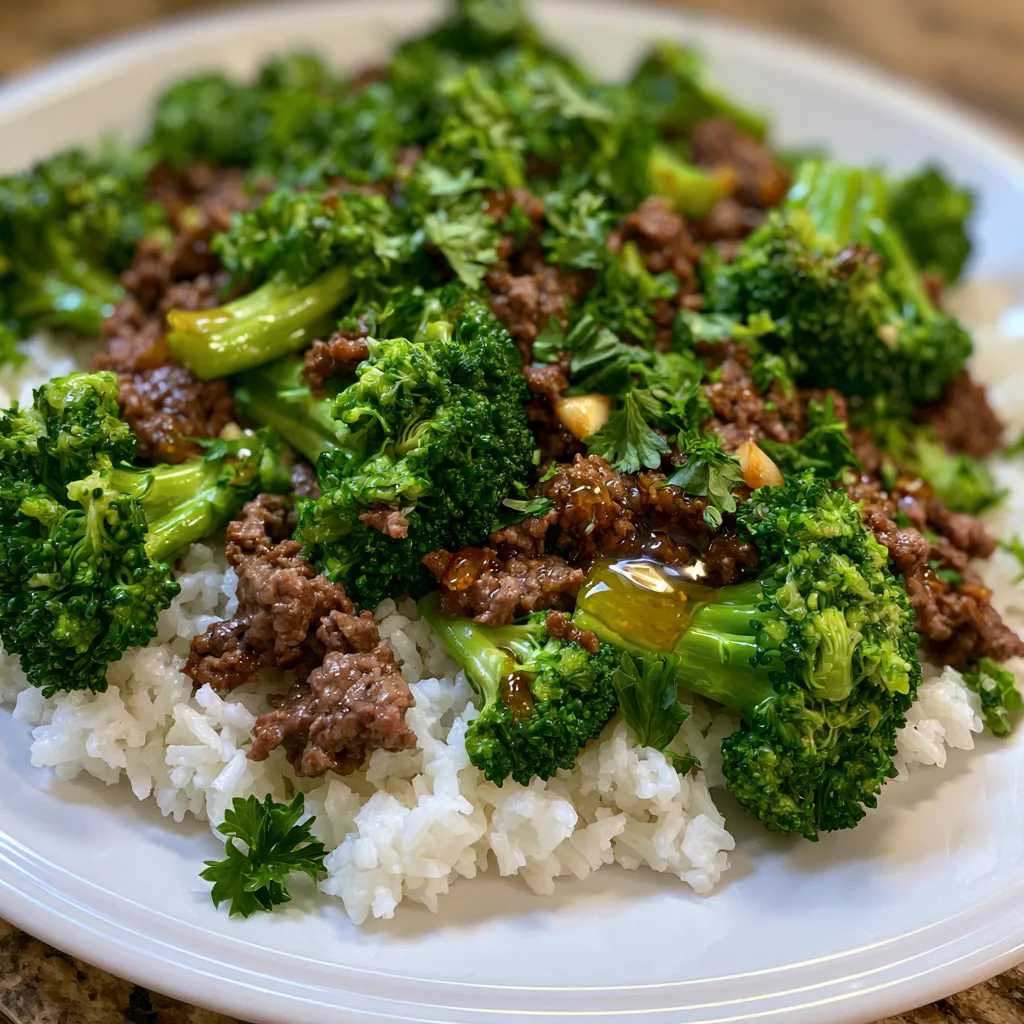 Honey Garlic Ground Beef and Broccoli