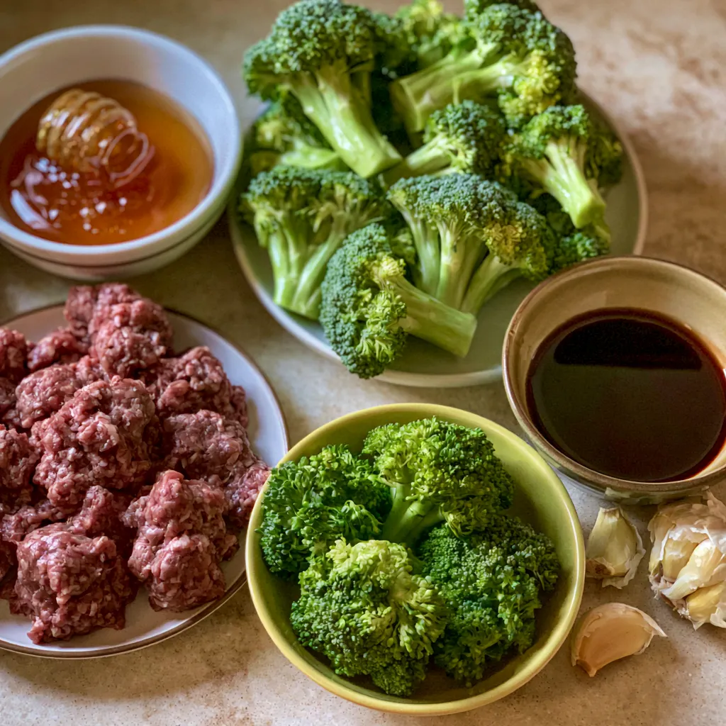 Honey Garlic Ground Beef and Broccoli