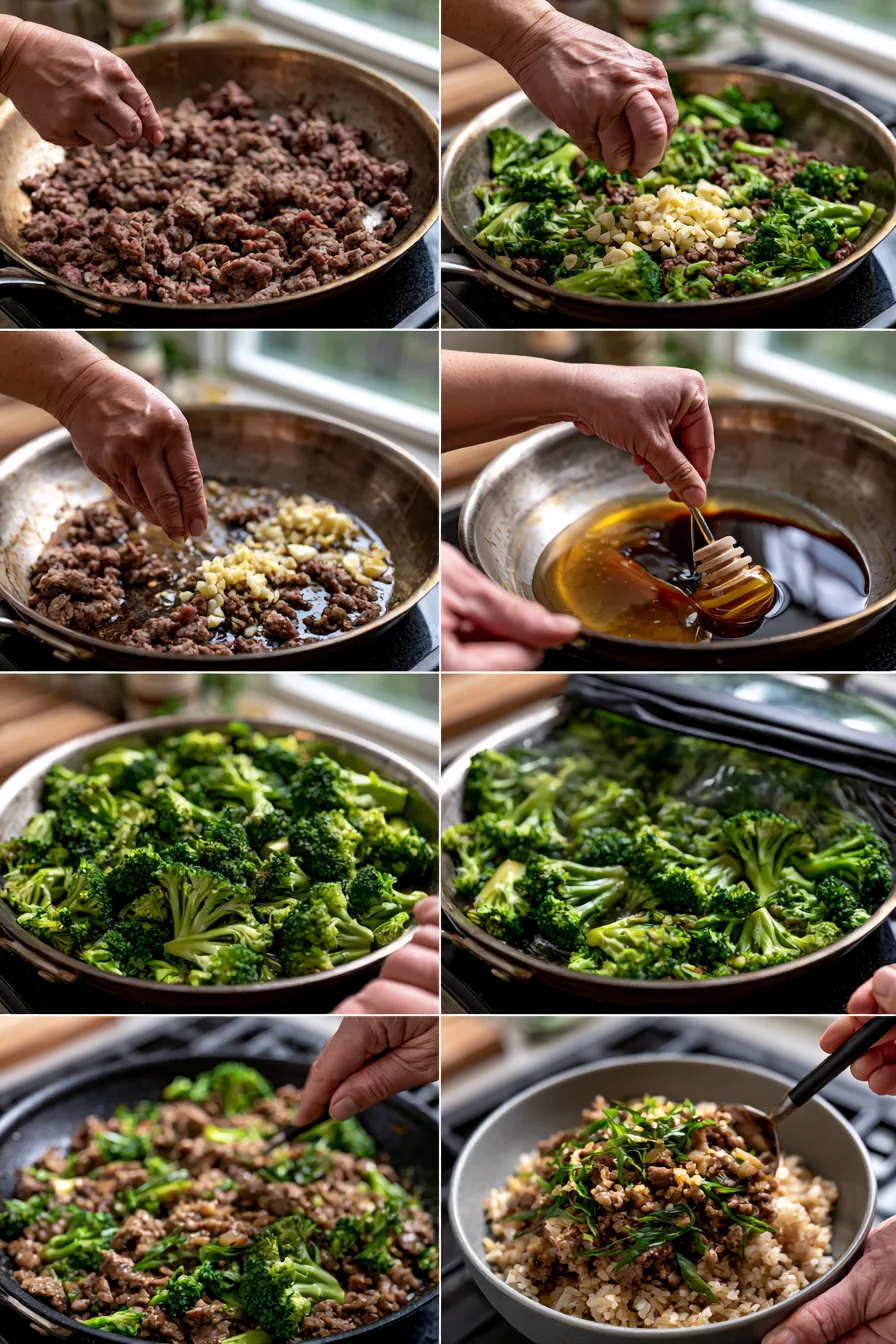 Honey Garlic Ground Beef and Broccoli