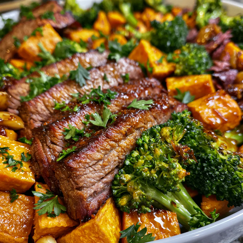 Honey Garlic Smoked Beef and Sweet Potato Dinner