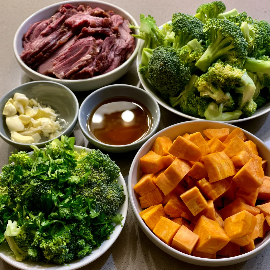 Honey Garlic Smoked Beef and Sweet Potato Dinner