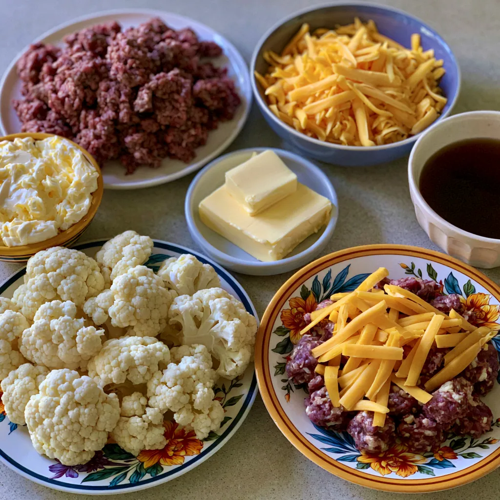 Keto Cheeseburger Cauliflower Mac