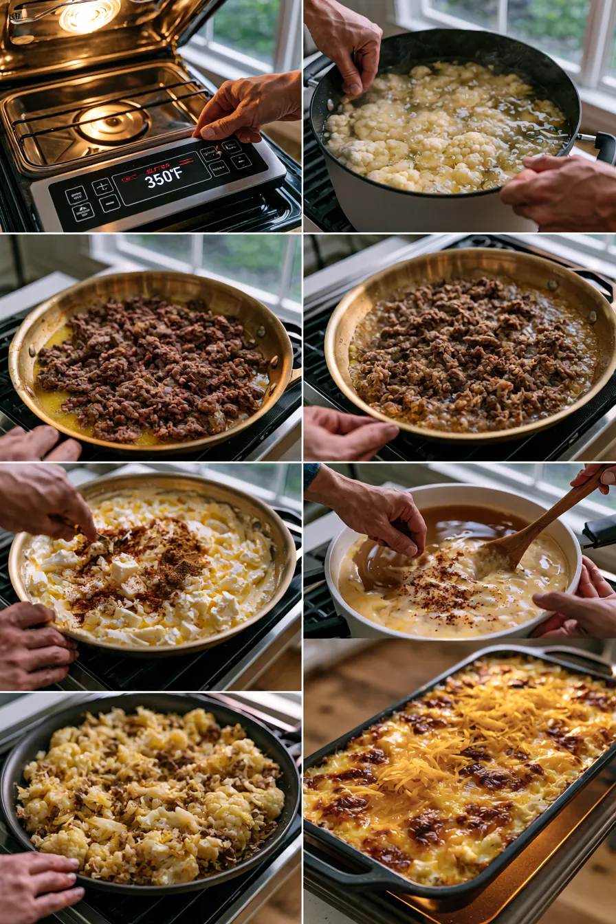 Keto Cheeseburger Cauliflower Mac