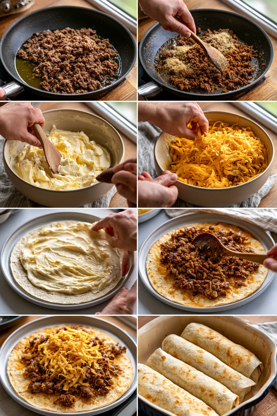 Loaded Beef and Cheese Burritos