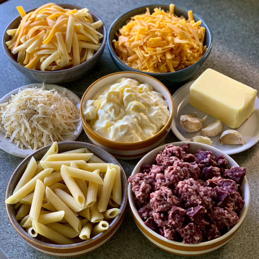 Loaded Cheeseburger Alfredo Pasta