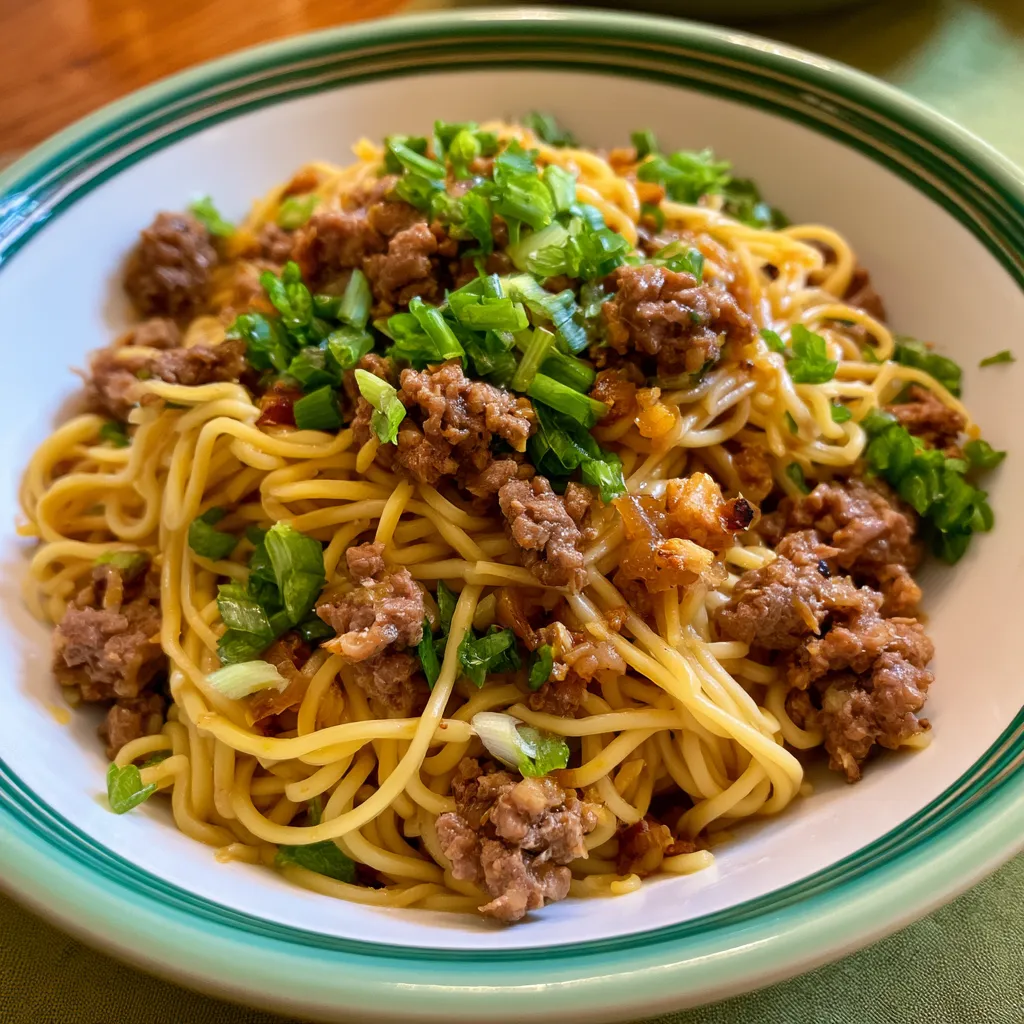 Mongolian Ground Beef Noodles