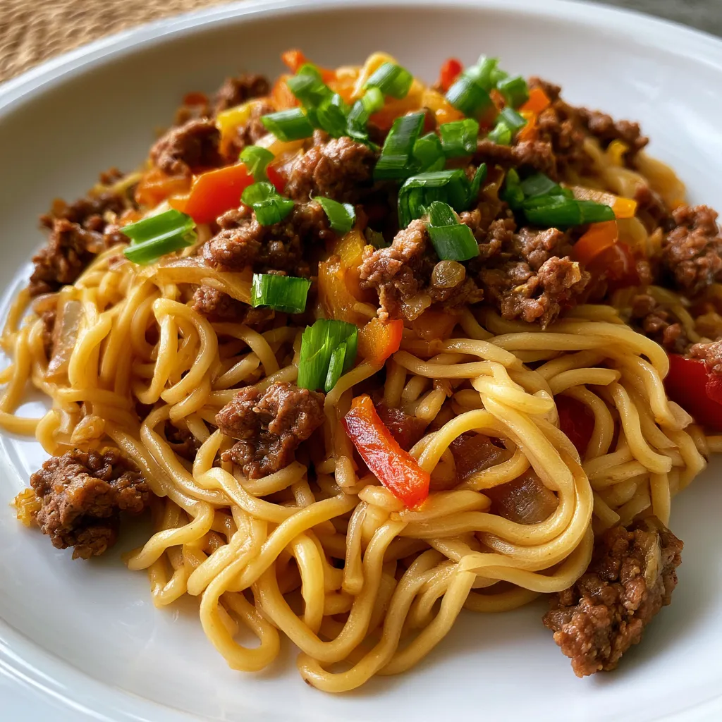 Mongolian Ground Beef Noodles