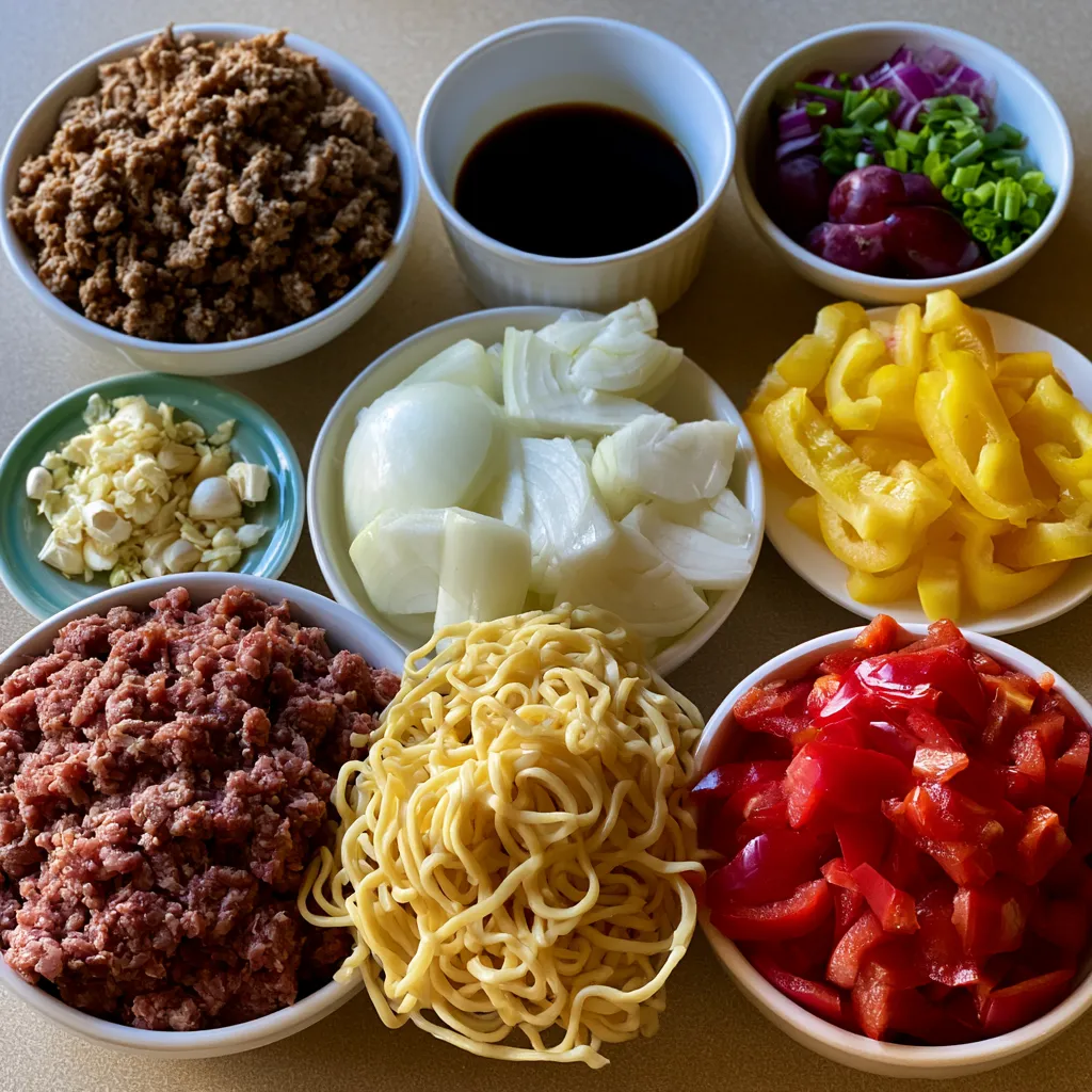 Mongolian Ground Beef Noodles