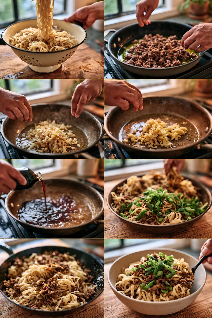 Mongolian Ground Beef Noodles