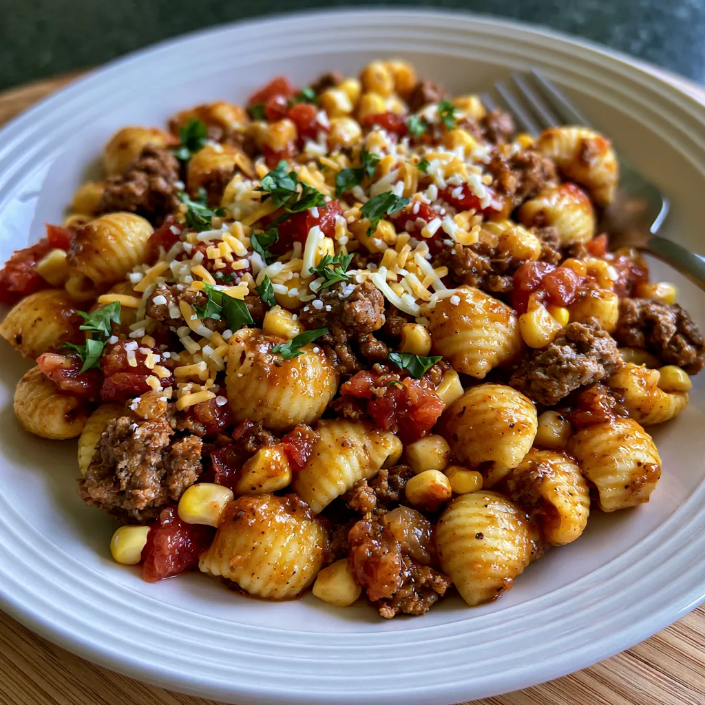 One Pot Beef Taco Pasta