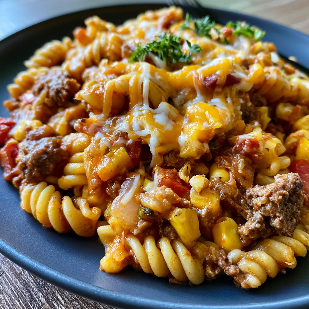 One Pot Cheesy Taco Pasta