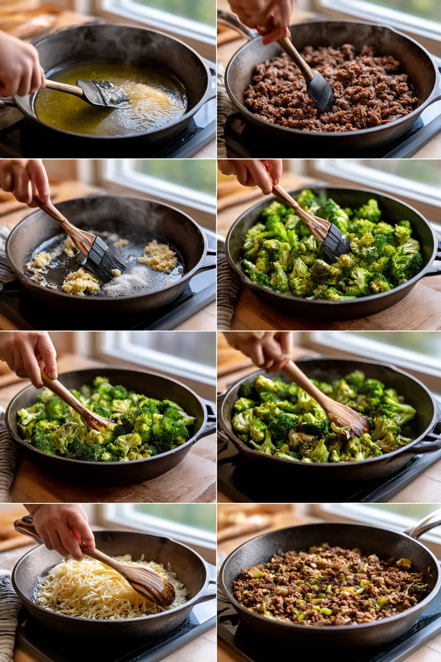 Quick Hamburger Broccoli Skillet Bowl