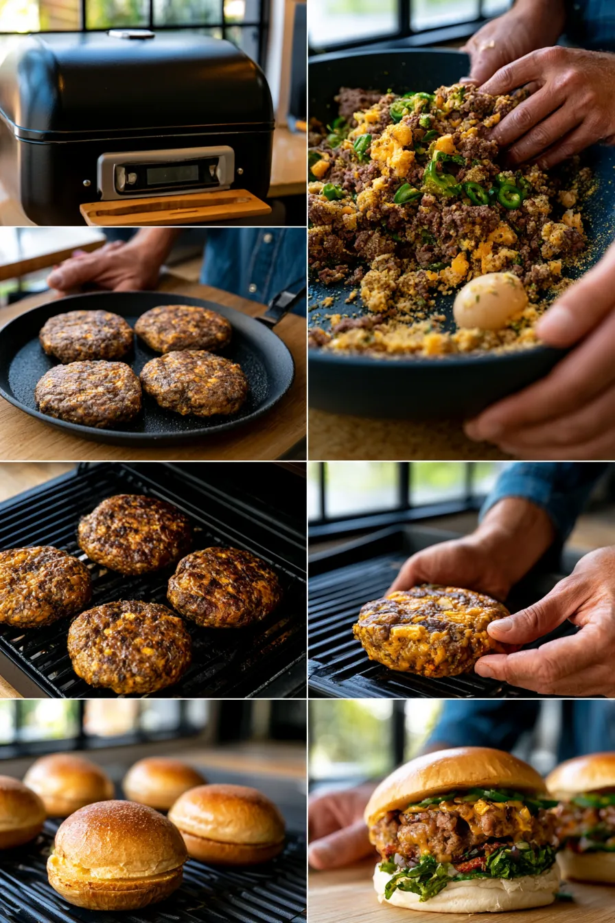Smoked Cheddar Jalapeño Burgers
