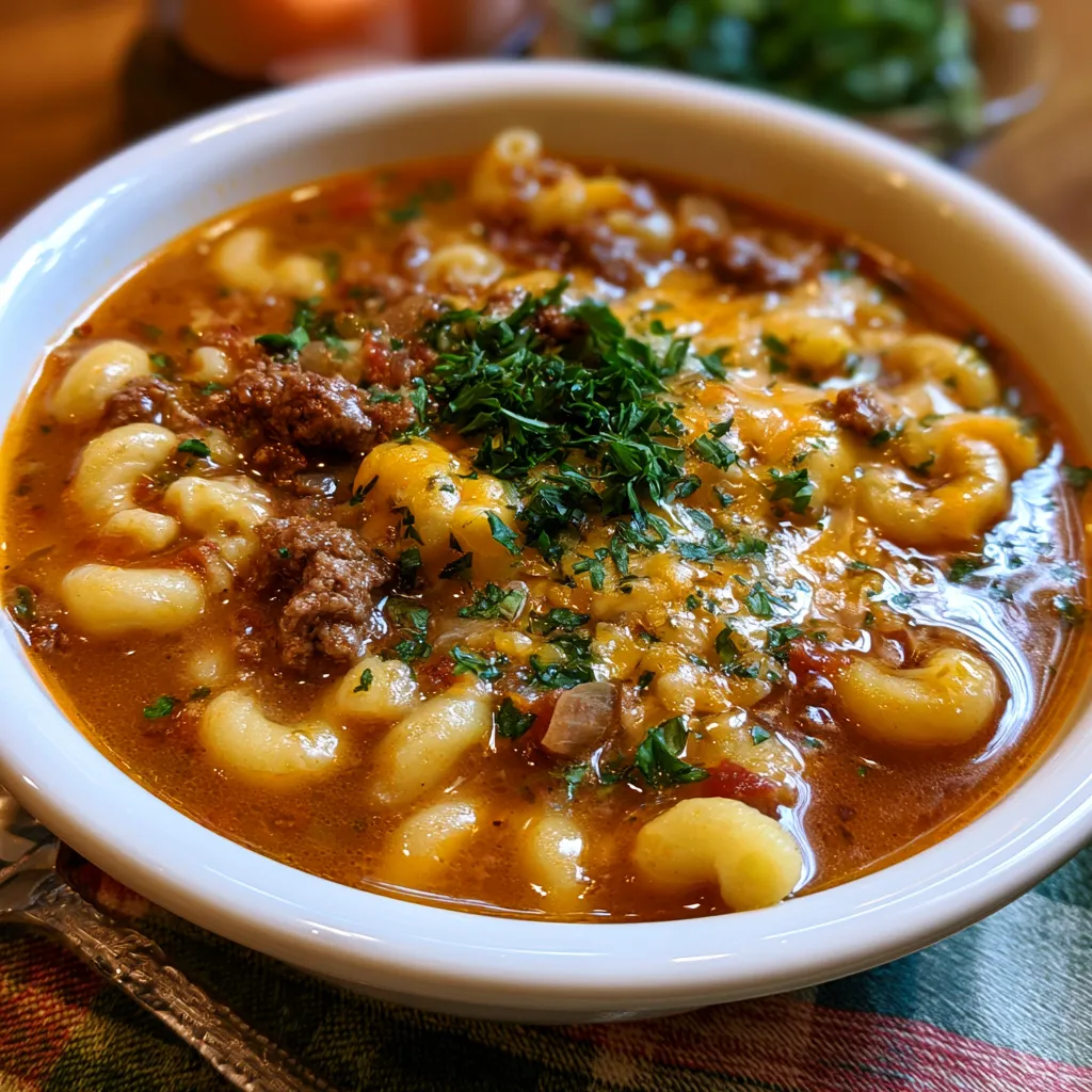 cheeseburger macaroni soup