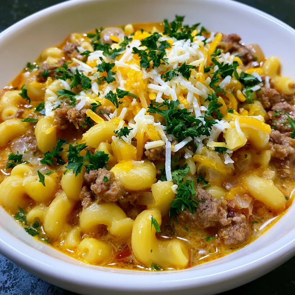 cheeseburger macaroni soup