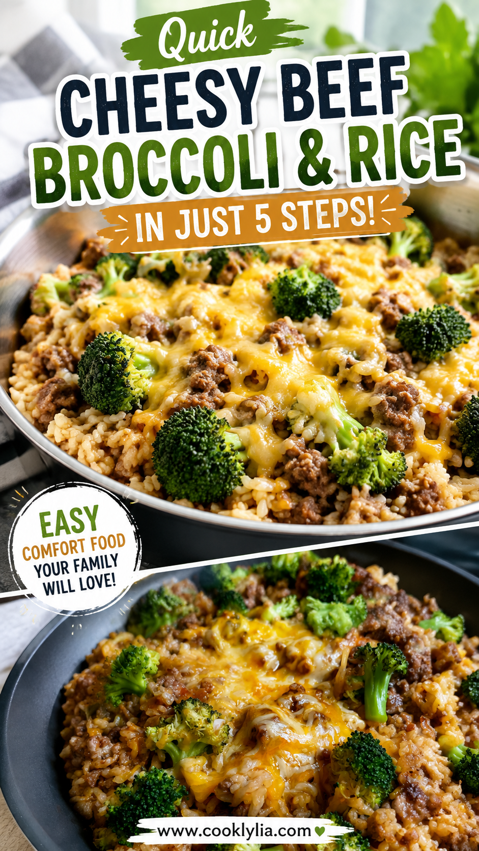 cheesy beef broccoli and rice skillet