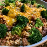cheesy beef broccoli and rice skillet