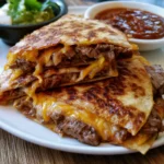 cheesy steak quesadilla with chipotle lime sauce
