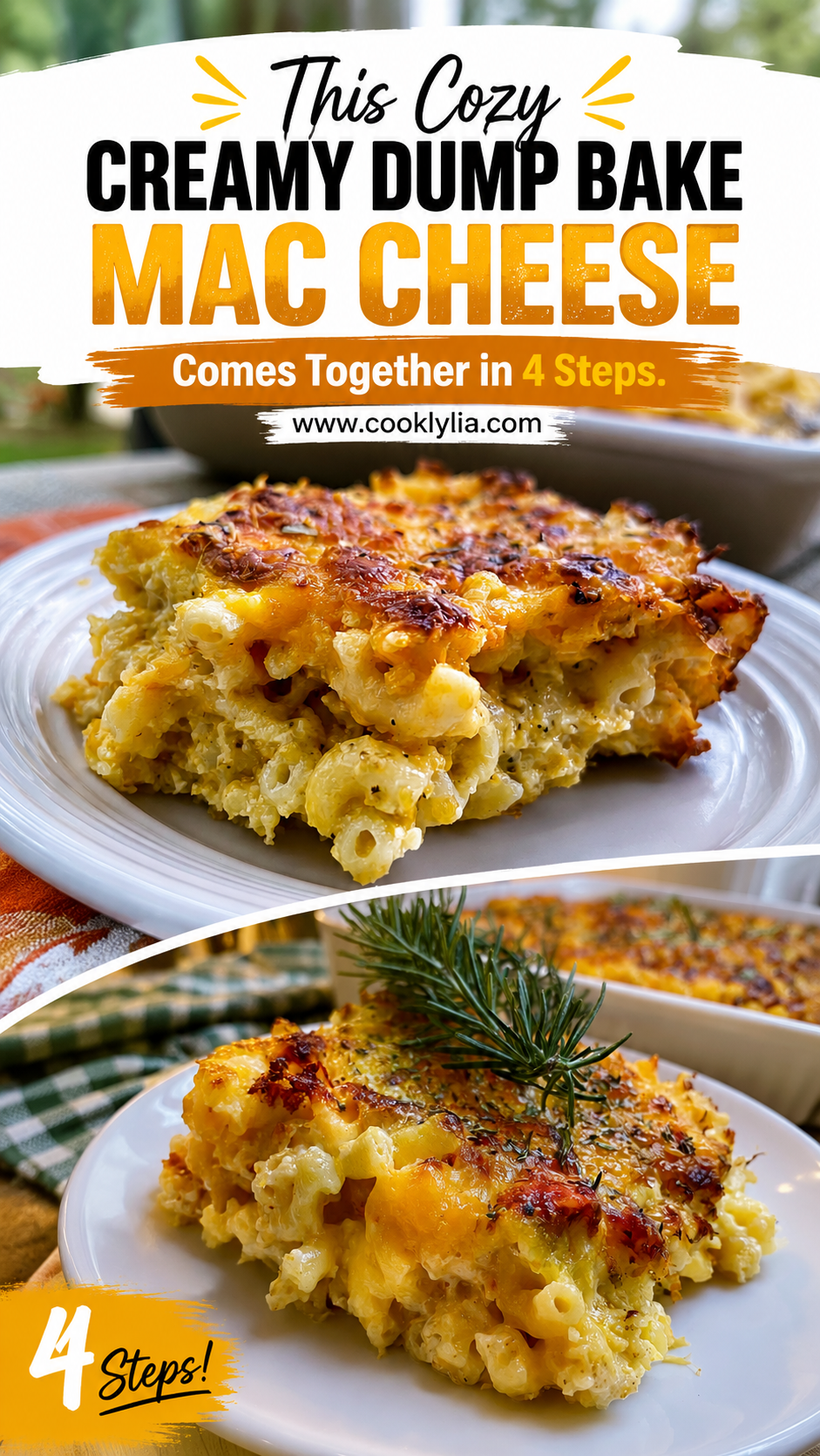 creamy dump and bake mac and cheese