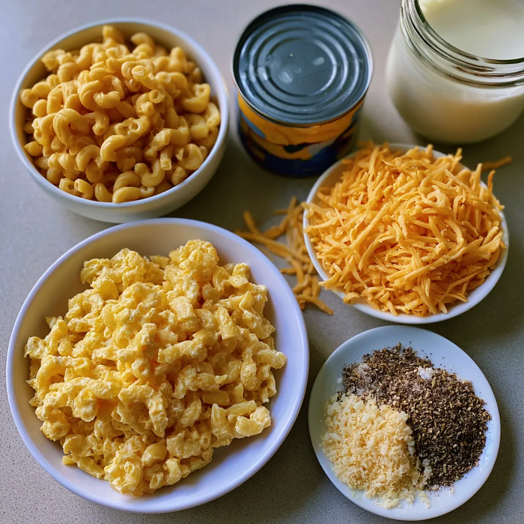 creamy dump and bake mac and cheese