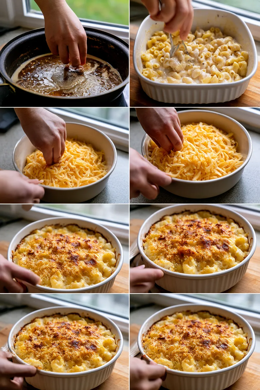 creamy dump and bake mac and cheese