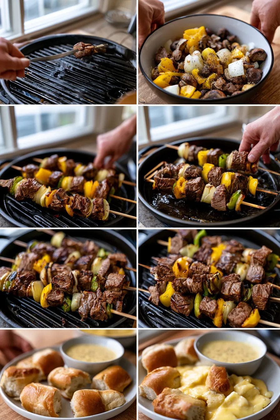 grilled philly cheese steak kabobs