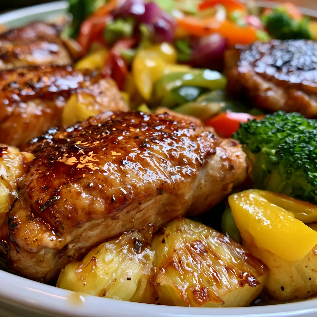hawaiian chicken sheet pan dinner