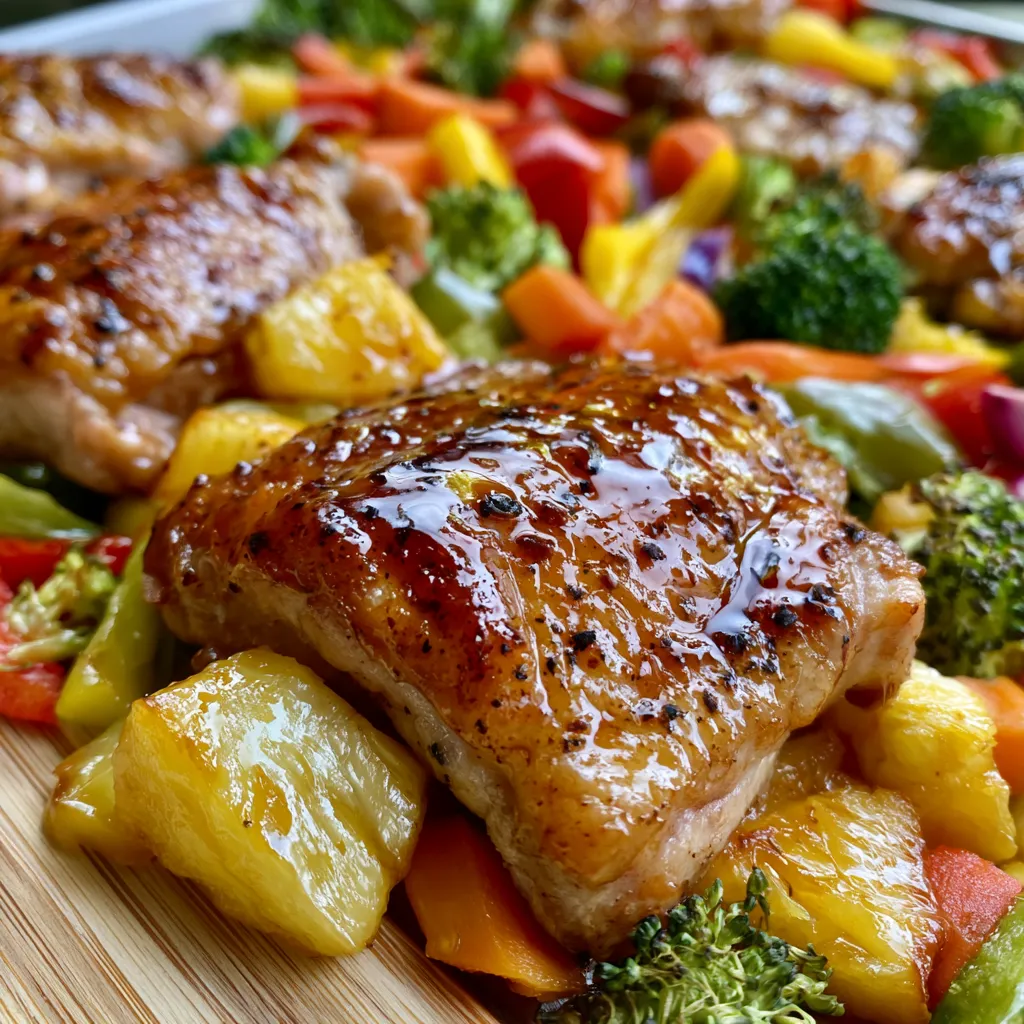 hawaiian chicken sheet pan dinner