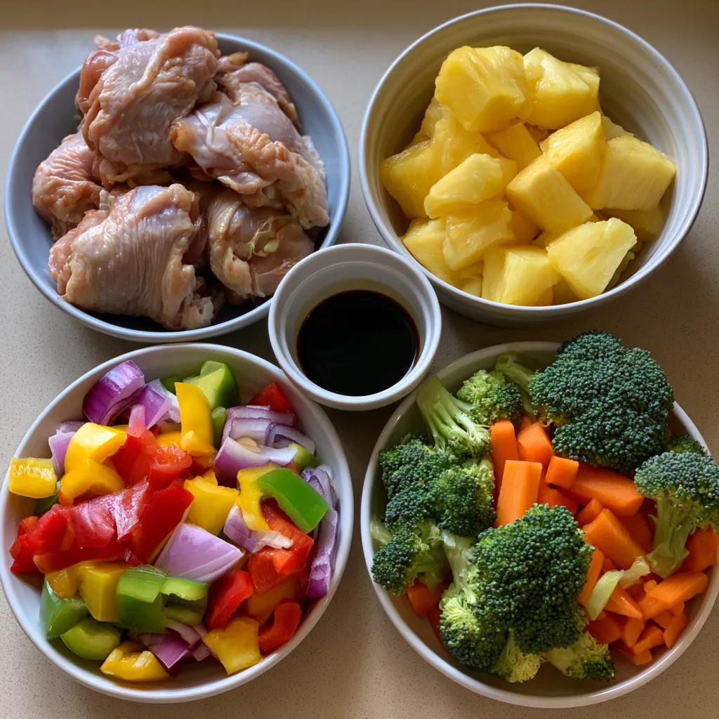 hawaiian chicken sheet pan dinner