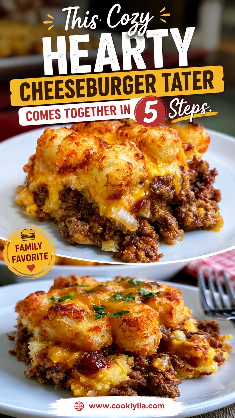 hearty cheeseburger tater tot casserole