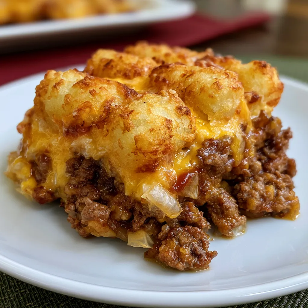 hearty cheeseburger tater tot casserole